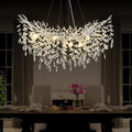 Modern Crystal Silver Chandelier, 36" Large Rectangular Oval Tree Branch Crystal Chandeliers for Dining Room,16-Light Flush Mount K9 Crystal Chandeliers, for Kitchen Island,Dining Room