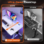 Huuger 48 x 28 Large Electric Standing Desk, Height Adjustable Desk, 27.6" Deep Desktop, Stand up Gaming, 2 Hooks, 3 Preset Heights, for Home Office, White