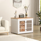 32" Heavy Duty Dog Crate Furniture for Small and Medium Dogs, Metal Kennel for High Anxiety Dogs, Chew Proof Pet Cage Indoor, Decorative Dog Kennel End Table, White