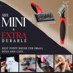 Mini Brush for Dogs and Cats - Coated Tips Massage Skin - Long Pins Remove Mats, Tangles in Long and Poodle Fur