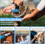 Abbylike 12 Pieces Horse Grooming Kit Racing Festival Tack Room Supplies Horse Brush Sets Equine Care Cleaning Kit Shedding Grooming Massaging Tools(Blue)