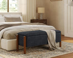 Storage Ottoman Bench, End of Bed Bench for Bedroom, 47" Boucle Upholstered Entryway Shoe Seat Bench, Holds up to 660 lb Storage Ottoman, Padded Blanket Chest Stool Foot Rest for Living Room Blue