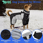 MIGOHI Full Body Dog Coat - Warm Reflective Winter Coat for Medium Dogs with Harness,Turtleneck Dog Fleece Jacket,Four-Leg Windproof Puffer Jackets Snowsuit with Zipper for Small Medium Large Dogs,L