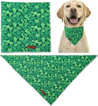 St. Patrick's Dog Bandana, UP URARA PUP Shamrock Triangle Bid Scarf for Medium Large Dogs, Cotton Kerchief for Girl Boy Puppies, Cute Spring Green Bandana,L