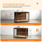DWANTON Dog Crate Furniture with Cushion, Wooden Kennel Table with Double Doors, Indoor Dog House, Large Size, 38.5" L, Warm Brown