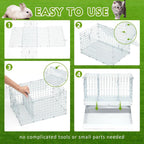 Folding Rabbit Cage, 18 x 12 x 10 in Portable Bunny Carrier with Tray and Handles for Transport, Travel or Temporary Housing, Indoor Outdoor Pet Habitat Animal Enclosure