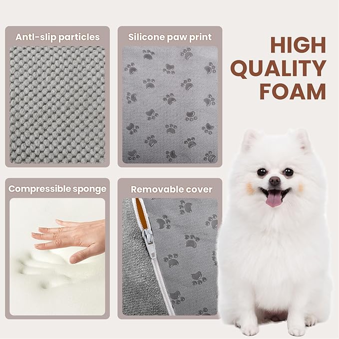 Dog Stairs for Small Dogs, High Density Foam Dog Steps, Extra Wide Non-Slip Pet Ramp for High Beds Or Couch, Soft Doggie Ladder for Dogs Injured, Older Pets, Small Cats