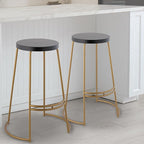 JONATHAN Y BSL1001A Hula 28.75" Modern Designer Iron Curved Backless Bar Stool for Home, Kitchen, Dining Room, Workspaces, Cafes and Resturants, Black Seat with Gold Frame