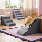Lesure Dog Stairs for Large Dogs Pet Steps Ramp for High Bed with CertiPUR-US Certified Foam with Non-Slip Bottom, Grey, 5 Steps