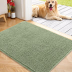OLANLY Dog Door Mat for Muddy Paws 40x32, Absorbs Moisture and Dirt, Absorbent Non-Slip Washable Doormat, Quick Dry Chenille Mud Mat for Dogs, Entry Indoor Entryway Carpet for Inside Floor, Sage Green