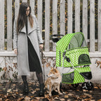 MoNiBloom 3 Wheels Pet Dog Cat Stroller for Small Medium Dogs Cats, Foldable Jogger Stroller w/Storage Basket and Cup Holder, Lawn Green Polka Dots