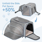 Petsfit Expandable Cat Carrier Dog Carriers,Airline Approved Soft-Sided Portable Pet Travel Washable Carrier for Kittens,Puppies,Removable Soft Plush mat and Pockets,Locking Safety Zippers