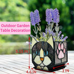 Stained Glass Black Cat Flower Pot,Succulent Pots with Drainage,Unique Black Cat Planter,Flower Pots for Indoor Plants,Glass Container Display Decoration,Cute Plant Gifts