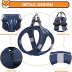 Dog Harness with Leash Set, No-Pull Step-in Reflective Pet Harness with 1 Leash Clips, Adjustable Soft Padded Easy Walk Dog Vest for Small Medium Large Dogs, Cats(Dark Blue, XLarge)