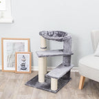 TRIXIE Baza Senior Cat Tree with Hammock and Steps | Scratching Posts | Cat Playground | Gray Medium