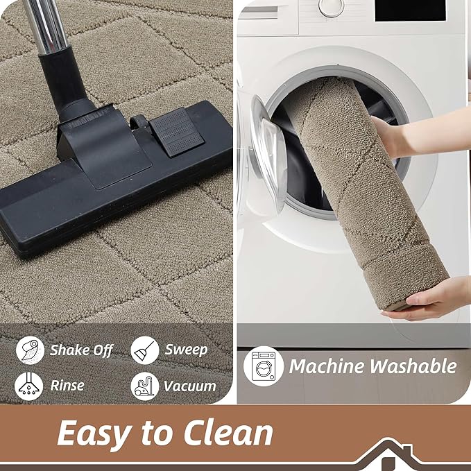 BEQHAUSE Dirt Trapper Door Mat 24" x 36", Doormat Non-Slip Entryway Rugs Washable, Dog Door Mat Stain Resistant and Absorbent Welcome Floor Mat for Front Back Door, Mud Wet Shoes & Paws, Beige
