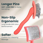 Premium Slicker Brush for Dogs - Long Pin for Poodles, Doodles & Long Haired Dogs, Deshedding & Dematting Tool, Slicker Dog Brushes for Grooming (Coral, Curved Large)