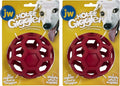 JW Pet HOL-ee Giggler Dog Toy Puzzle Ball, Natural Rubber, Medium (4.5 Inch Diameter), Red (Pack of 2)