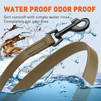 Dogline Biothane Waterproof Dog Leash Strong Coated Nylon Webbing with Black Hardware Odor-Proof Easy to Clean High Performance for Small or Large Dogs Made in USA 4 or 6 ft Lead, Coyote Brown