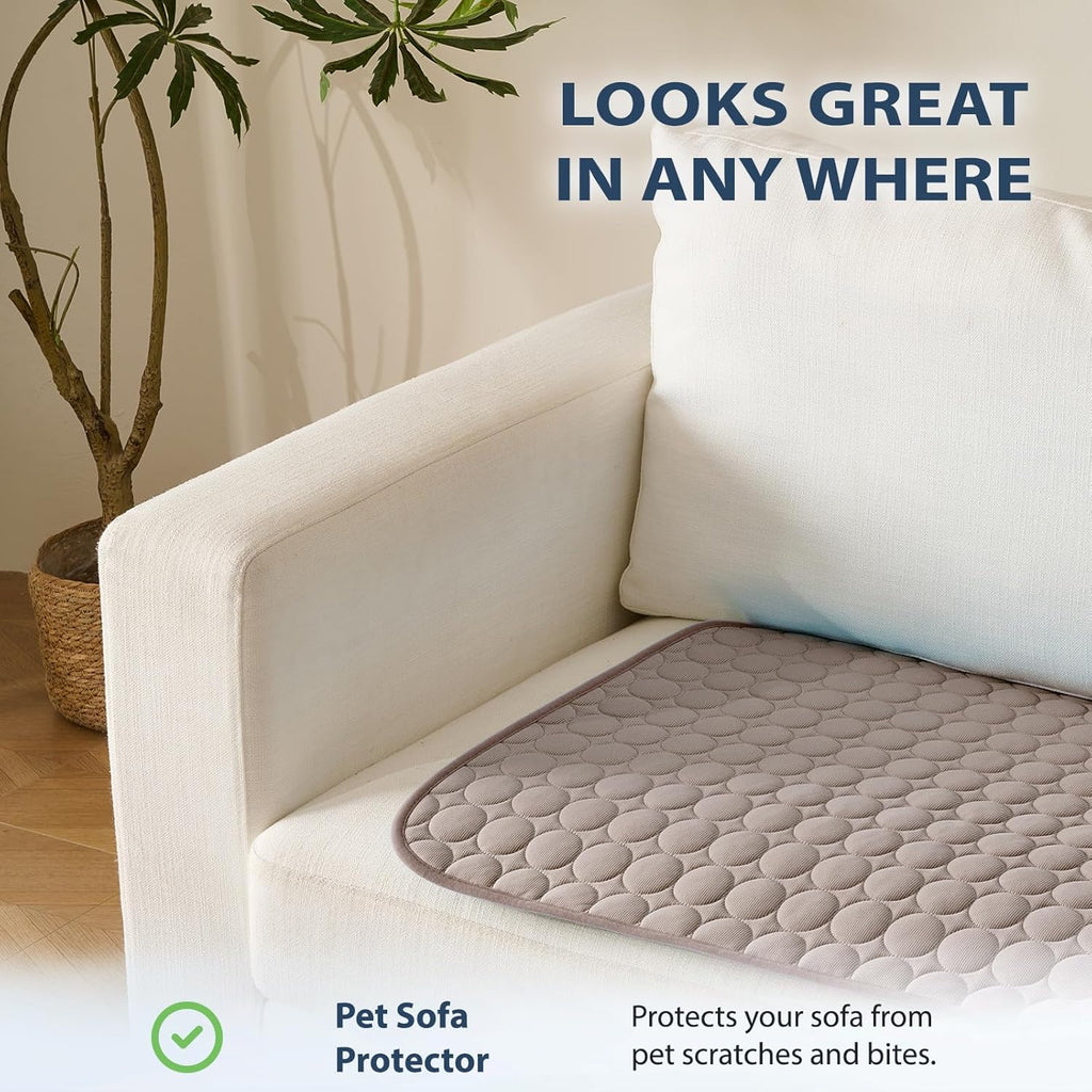 MICROCOSMOS Summer Cooling Mat & Sleeping Pad- Water Absorption Top, Materials Safe, Easy Carry, EZ Clean. Keep Cooling for Pets, Kids and Adults.(Brown, 19" x 15")