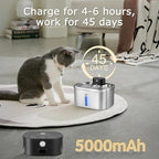 BOORCA Wireless Cat Water Fountain Stainless Steel, 169oz/5L Cordless Smart Pet Water Fountain with 5000mAh Battery & Ultra Quiet Pump, Automatic Pet Water Dispenser for Cats & Dogs, 3 Filters