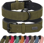 Didog Soft Padded PU Leather Dog Collar, Breathable and Adjustable Dog Collar for Large Dogs, Comfortable for Daily Walk, Dark Green, XL Fit Neck 17-21"(44-71 lbs)
