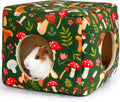 Bienbee Guinea Pig Hideout, Washable Guinea Pigs House Cozy Guinea Pigs Bed for Small Pet Bunny/Rabbit/Hamster/Chinchilla Guinea Pig Accessories Green Mushroom