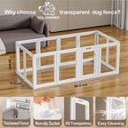 Clear Acrylic Dog Playpen Transparent Dog Playpen Indoor, Easy Assemble Clear Pet Pen for Puppy Bunny Cat Pig, Sturdy & Easy Cleaning Plastic Dog Puppy Fence (30" H, 12PCS)