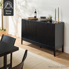 Best Choice Products 55" Modern 4-Door Sideboard Storage Cabinet, Buffet, Media Cabinet, Cupboard, Entryway Accent Table, Bookcase w/Reed Panels and Adjustable Shelves – Walnut