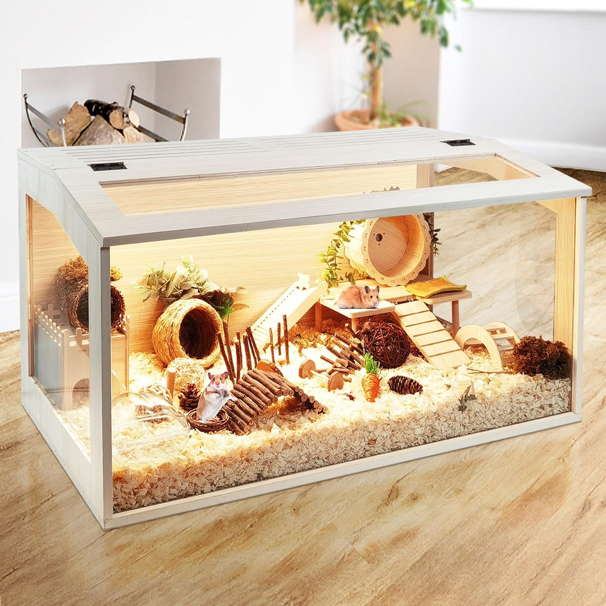 Prolee Hamster Cage Chew Proof, Mice and Rat Habitat Openable Top with Acrylic Sheets, Hamster Habitat Solid Built (24”L x 16" W x 16" H)