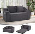 MeMoreCool Convertible Sofa Bed, Pull Out Loveseat Sofa Sleeper Couch for Bedroom Living Room Lounge, 2 in 1 Small Couch Bed with Pillow, Foldable Love Seat Futon Corduroy Grey