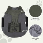 Workwear Style Dog Coats with Harness Built in for Small Dogs Windproof Warm Puppy Jacket with Storage Pockets for Cold Winter,Green XL