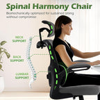 Office Chair Ergonomic Desk Chairs with Adjustable Lumbar Support& Headrest Hanger, High Back Breathable Mesh Chair with Wheels, Rolling Swivel Comfy Task Computer Chair for Home Work Gaming