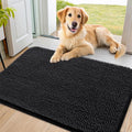 Smiry Dog Door Mat for Muddy Paws 36x24, Absorbs Moisture and Dirt Doormat, Non-Slip Washable Quick Dry Chenille Front Door Mat Indoor Entrance, Entryway Carpet for Inside Floor, Black