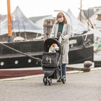 TRIXIE Foldable Pet Stroller for Cats and Dogs, Pet Carrier Strolling Cart with Weather Cover, Storage Basket, Cup Holder, Black | Lightweight, Compact and Portable, Easy to Travel
