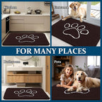 OLANLY Dog Door Mat for Muddy Paws 54x24, Paw Print Design, Absorbs Moisture and Dirt, Absorbent Non-Slip Washable Doormat, Quick Dry Chenille Mud Mat for Dogs, Entry Indoor Entryway Carpet, Brown