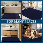OLANLY Dog Door Mat Set 4-Piece 24x16, Absorbs Moisture and Dirt, Absorbent Non-Slip Washable Doormat, Quick Dry Chenille Mud Mat for Dogs, Entry Indoor Entryway Carpet for Inside Floor, Navy Blue