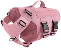 ICEFANG No Pull Tactical Dog Harness for Large Dogs,Adjustable Dog Vest | Control Handle,MOLLE Panel,Front Hook,3 Leash Clips,Soft Padded,for walking training,Pink,Large