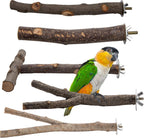 EBaokuup 5PCS Natural Wood Bird Perches for Parrot - Wooden Bird Parrot Stand Branches Parakeet Cage Perch Accessories for Small Birds Budgies Cockatiels Conure Lovebirds