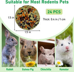 Fhiny 24 PCS Rabbit Chew Toys, Natural Timothy Hay Carrot Pumpkin Purple Potato Biscuit Cubes Bunny Chew Treats for Teeth Care Small Animals Molar Snacks for Hamster Guinea Pig Chinchilla Rat