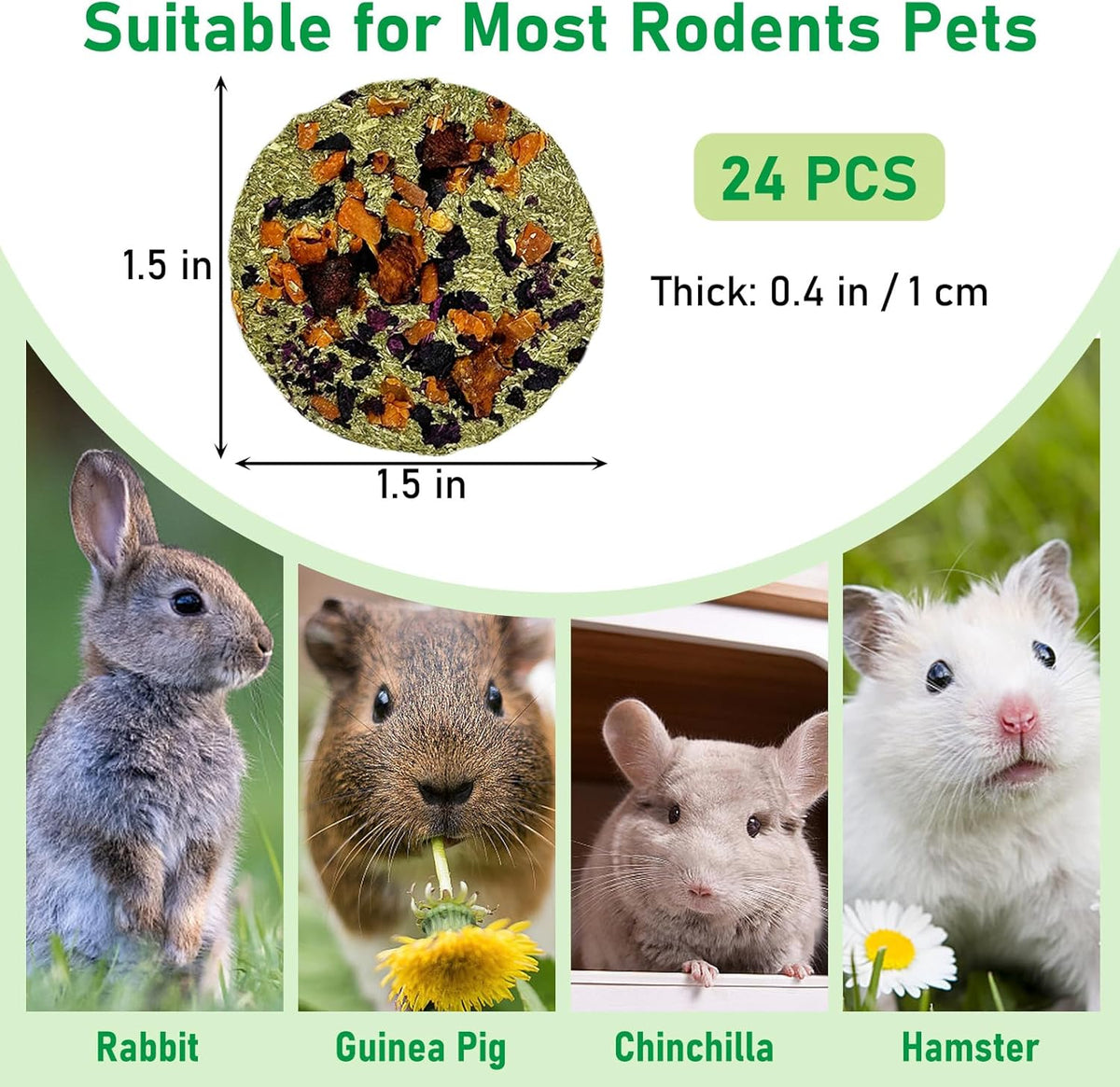 Fhiny 24 PCS Rabbit Chew Toys, Natural Timothy Hay Carrot Pumpkin Purple Potato Biscuit Cubes Bunny Chew Treats for Teeth Care Small Animals Molar Snacks for Hamster Guinea Pig Chinchilla Rat