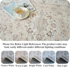 Washable 4x12 Wide Hallway Runners: 12ft Vintage Soft Runner Rug for Entryway Living Room Non Slip Water Resistant Carpet for Kitchen Dining Room Ultra Thin Nursery Bedroom Area Rug(Beige,4x12)