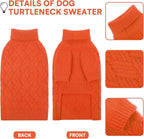 KOESON Extra Large Dog Sweater, Warm Soft XL Dog Sweater, Turtleneck Big Sweater for Large Dogs Girls and Boys, Cable Knitted Pet Knitwear with Sleeves for Fall, Winter and Spring, Orange, XLarge