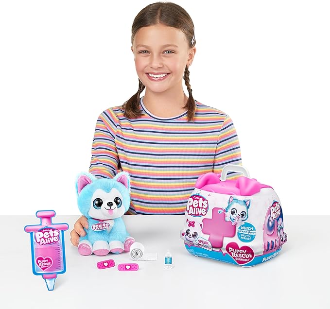 Pets Alive Pet Shop Surprise S3 Puppy Rescue (Yorkshire) by ZURU Surprise Puppy Plush, Ultra Soft Plushies, Compound Surprises Inside, Interactive Toy Pets, Electronic Speak and Repeat