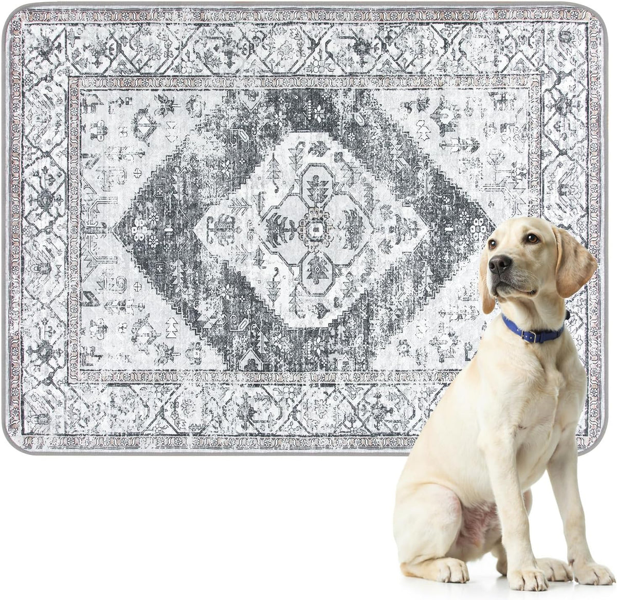 Lahome Reusable Washable Puppy Pads - 2 Pack Super Absorbent & Waterproof Dog Training Mats for Potty, Crate and Floor - Leakproof Pee Pads with Non-Slip Backing (Gray, 36"x48")