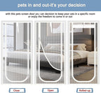 Reinforced Cat Screen Door,Fits Door Opening Size 30''x 80'',Thickened Cat Resistant Mesh Screen Door for Living Room,Kitchen,Bedroom,Cat Proof Screen with Zipper Closure. (U-Type,White)