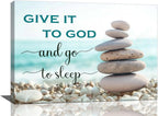 Scripture Wall Art Bible Verse Christian Gifts Canvas Give It To God Go To Sleep Wall Decor Inspirational Quote Prints Painting Religious Pictures Artwork for Bathroom Kitchen Living Dining 24"x16"