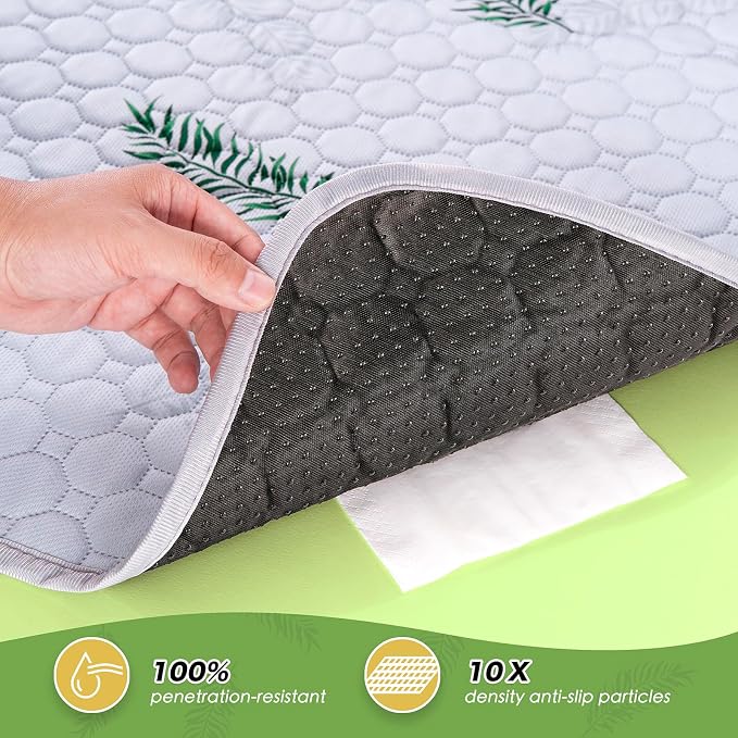 WanpeeGoo Washable Pee Pads for Dogs, 2Pack Reusable Puppy Pads, Super Absorbent & Leakproof Dog Pads, Anti-Slip Dog Pee Pads for Puppy Training & Incontinence, Leaf Pattern 36"x41"
