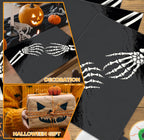 Halloween Skeleton Placemats Set of 4, 12x18 Inch Skeleton Decorative Table Mats, Washable Heat Resistant Place Mats for Kitchen Dining Table, Spooky Themed Decoration for Home-B13