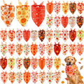 Abbylike 50 Pcs Fall Thanksgiving Dog Bandanas Bulk Pumpkin Bandanas for Dogs Triangle Kerchief Bibs Scarf for Pets Autumn Costume Photo Props Accessories Pet Shops, 25 Styles (31.5 x 21.7 x 21.7)